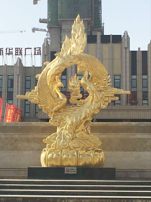 城市广场创意双凤雕塑