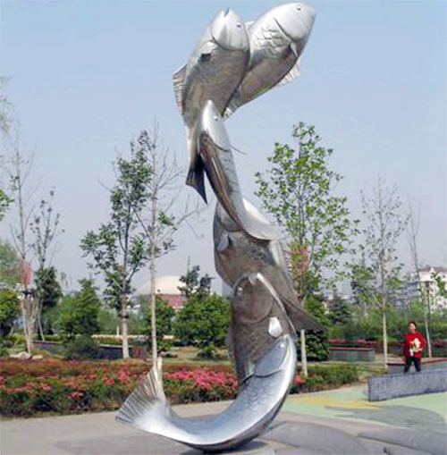 不锈钢鲤鱼雕塑